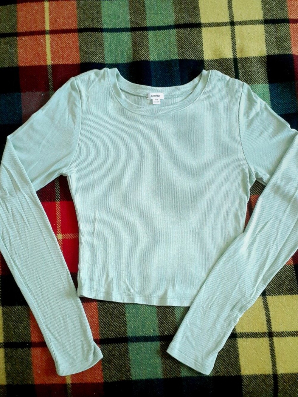 Garage Mint Green Crop Ribbed Top